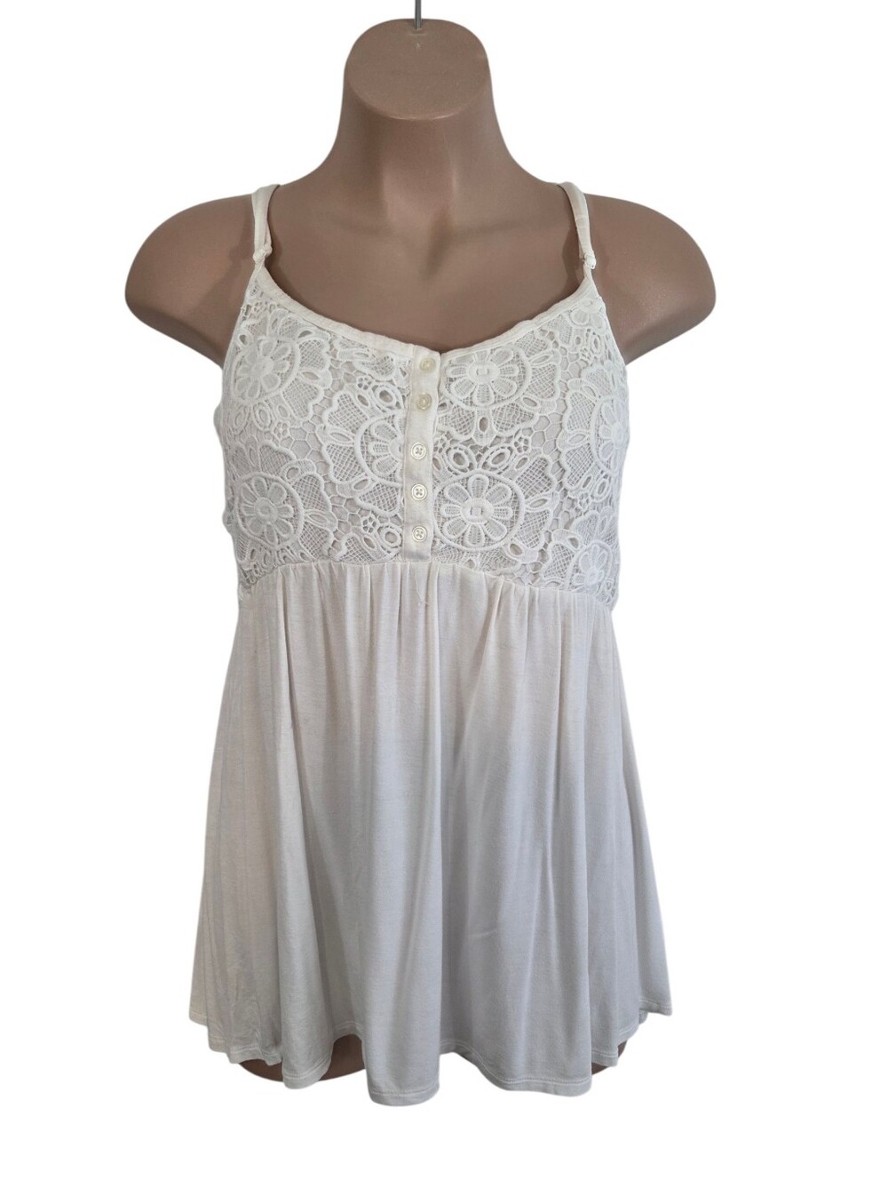 Torrid Crochet Lace White Babydoll Cami With Adjustable Straps Size 4 Pre-Owned